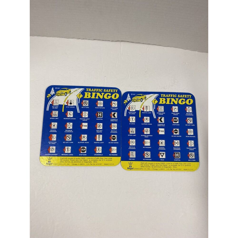 Vintage Regal Traffic Safety Bingo Cars Games Fun for Families & Kids Set of 2